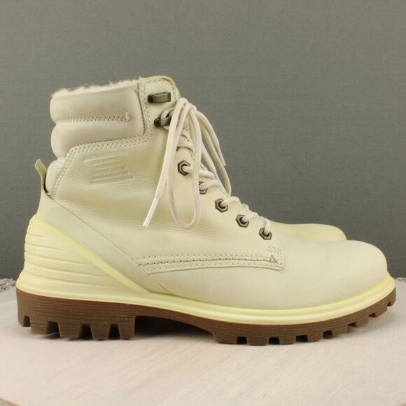 Ecco TredTray Boots Womens 9 Leather Waterproof Ankle Combat Lace Up Side Zip - Picture 1 of 10